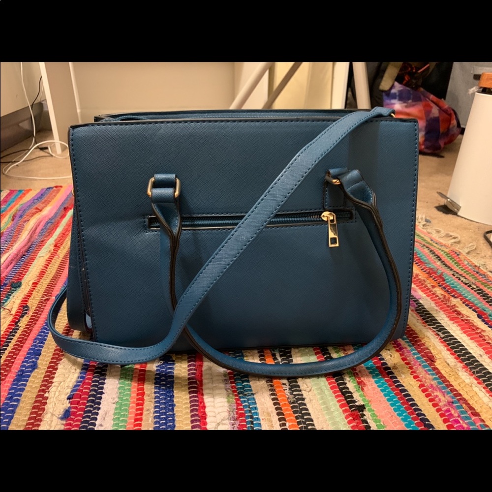 2 Blue Faux Leather Purses And Matching Wallet